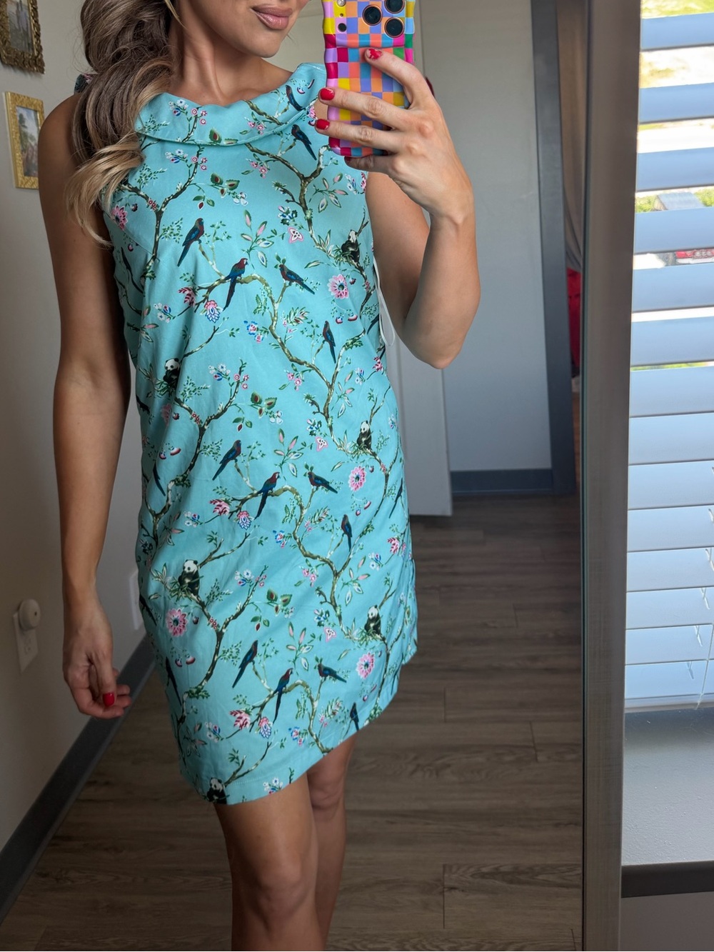 Blue panda and parrot dress XS